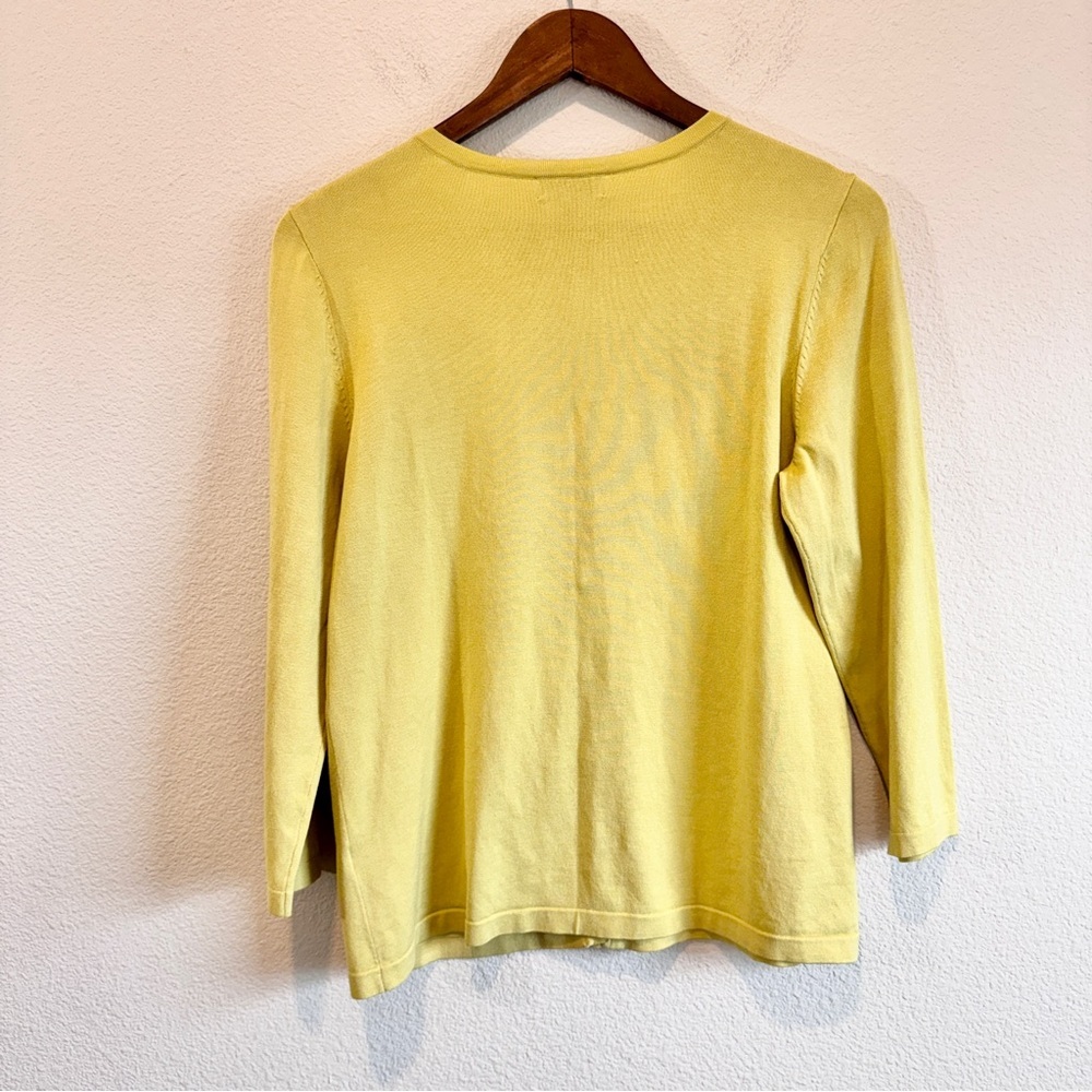 Coquette Balletcore Ruffle Cardigan Amber Sun Silk Blend Chartreuse Small A58 - Picture 9 of 10
